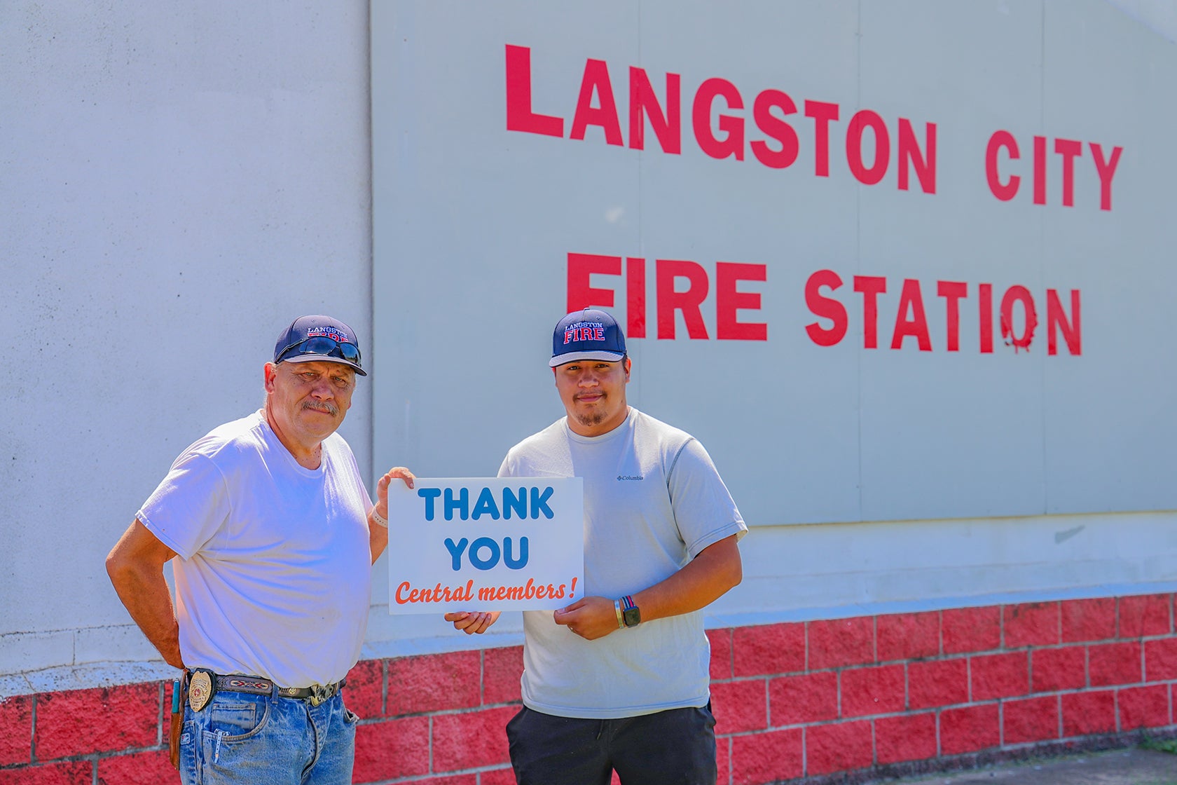 Langston Fire Chief Bobby Anderson and Lieutenant Aaron Spencer accept a Central Community Foundation Grant.  